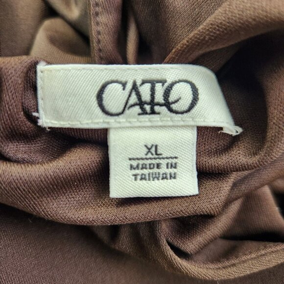 Cato Womens XL Brown Sleeveless Peplum Tank‎ Cinched Shoulders Lined - Picture 2 of 13